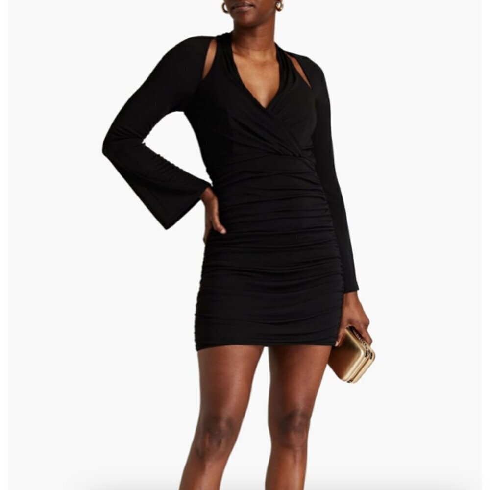 Cinq a Sept Tiffy Wrap Effect Ruched Jersey Mini Dress